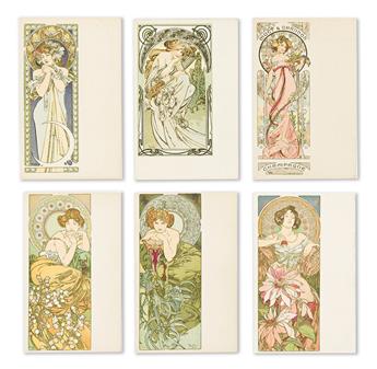 ALPHONSE MUCHA (1860-1939).  [ALPHONSE MUCHA POSTCARDS]. Collection of 115 postcards. Circa 1898-1911. Each approximately 5½x3½ inches,